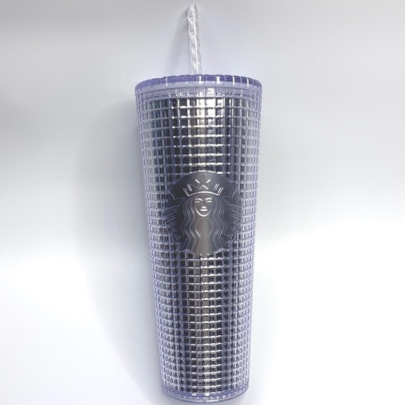 Starbucks Silver Grid Disco Studded Diamond Holiday Tumbler 24oz - Picture 1 of 4